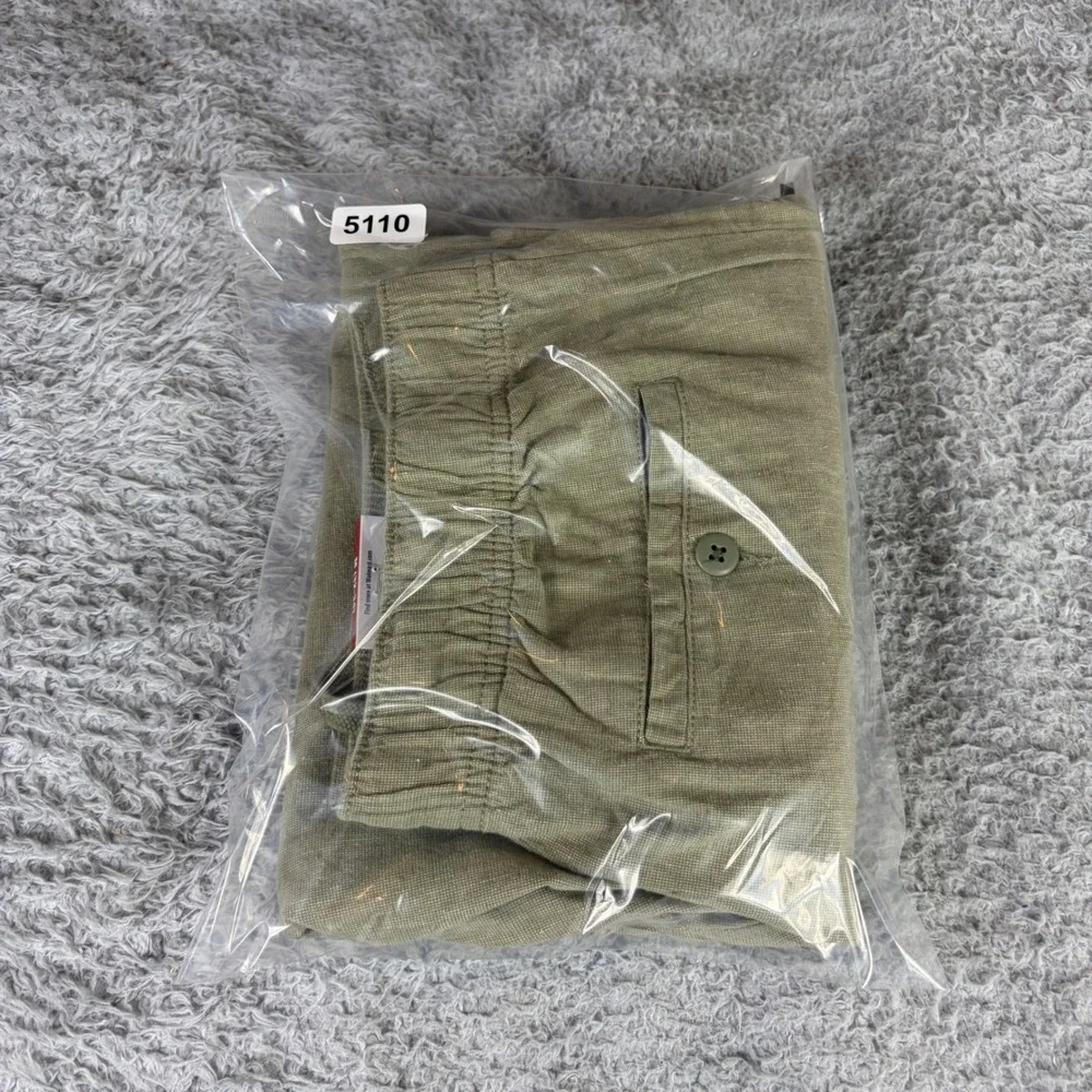 George Mens Fashion Weekend Pant Washed Olive Elastic Waist Drawstring 31x32